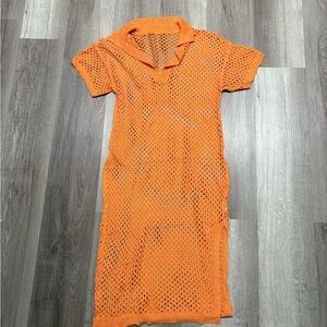 Vibrant Orange Knit Swim Cover-Up